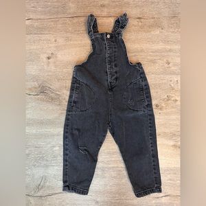 Zara black denim overalls
